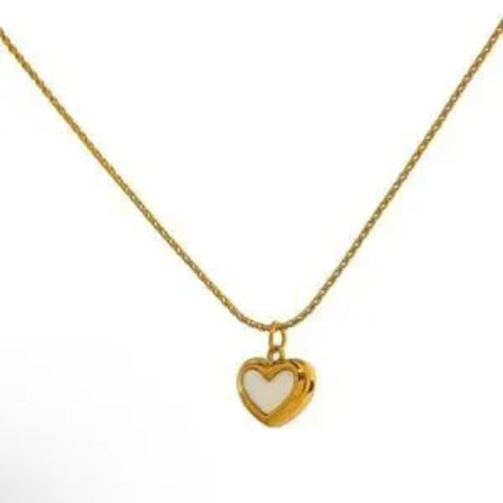 Cute Heart?Natural Shell Pendant Necklace 18 K Plated Stainless Steel
